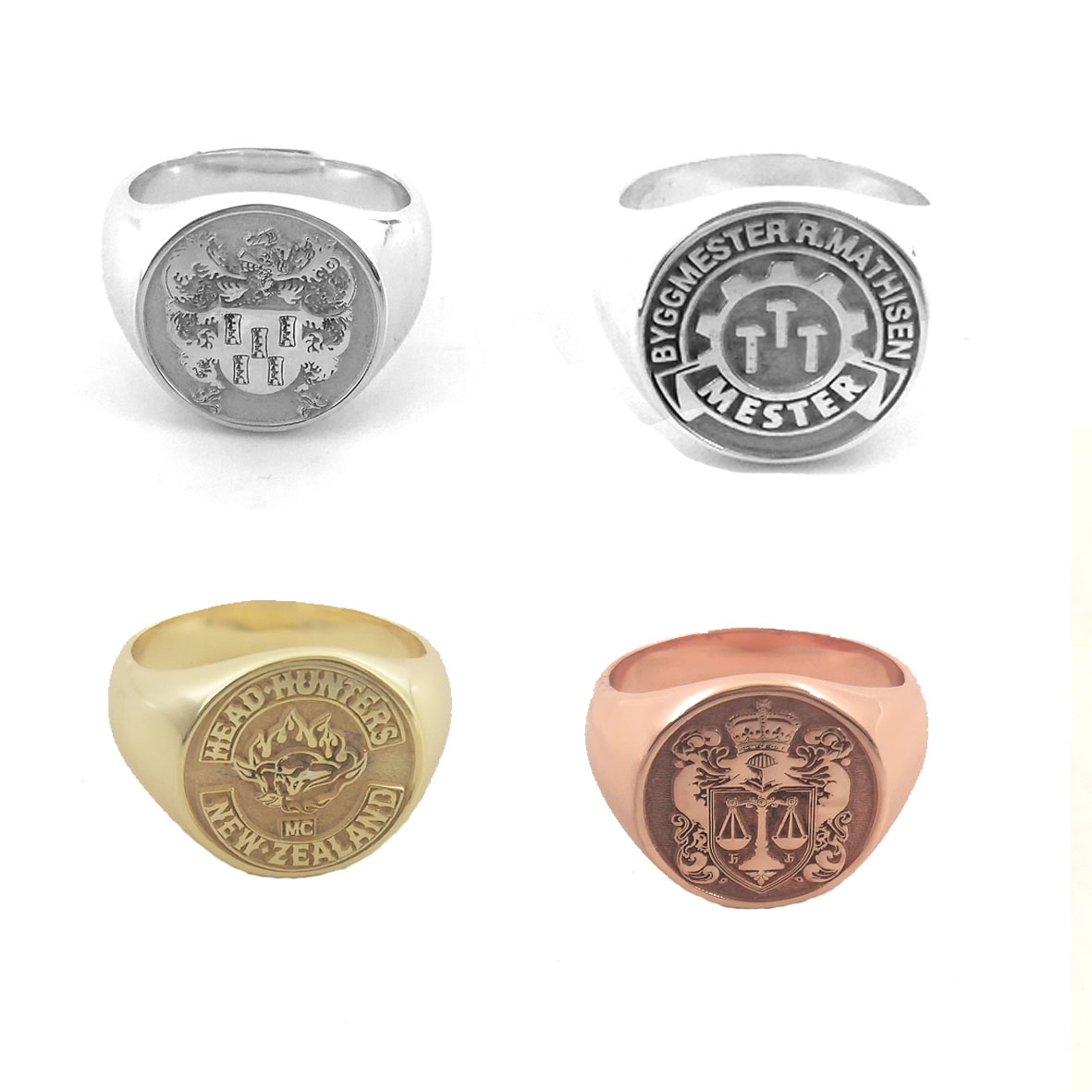 Mens Signet Ring - Anello rotondo con incisione personalizzata da