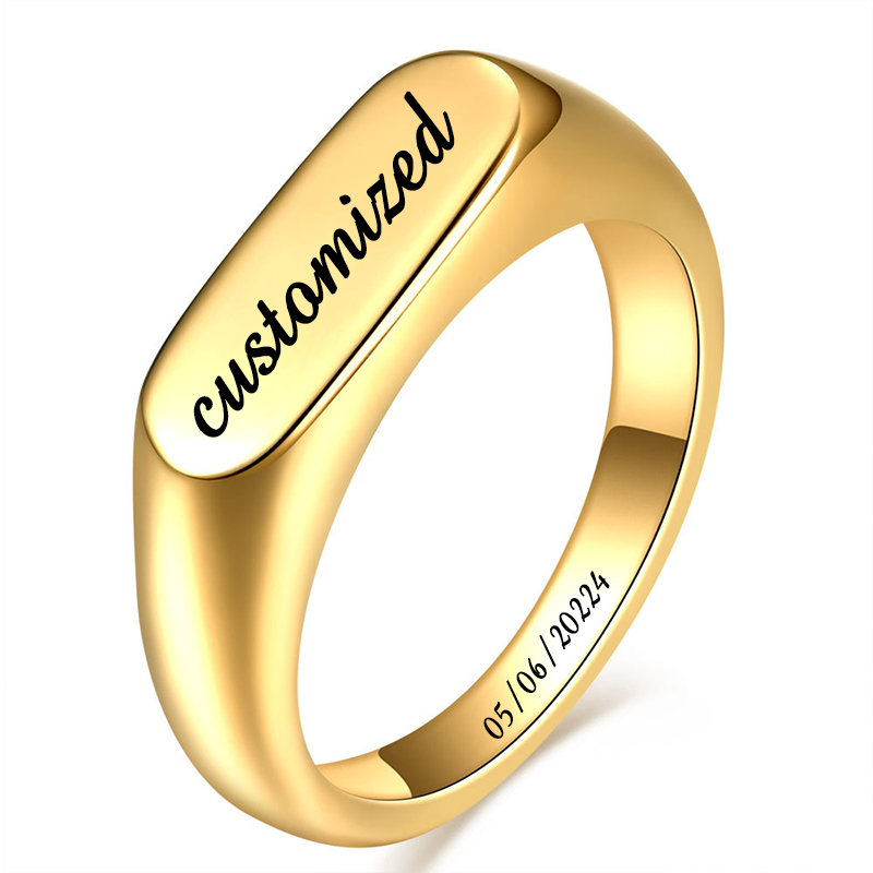 Mens Signet Ring - Anelli con sigillo in acciaio inossidabile