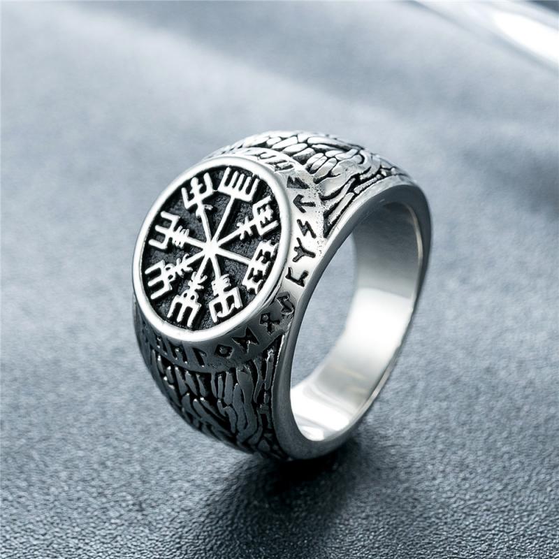 Mens Signet Ring - Vintage Viking Rune Signet Scandinavn anelli
