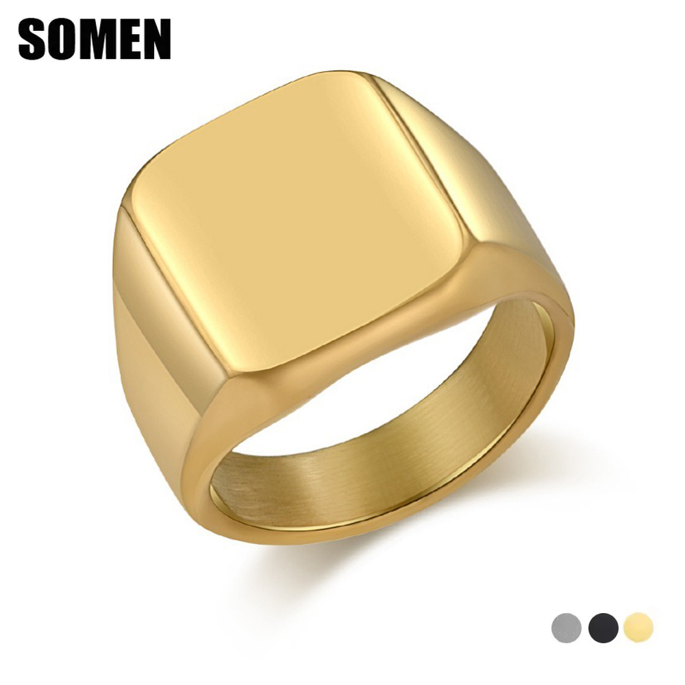 Mens Signet Ring - Somen Anello quadrato in carburo di