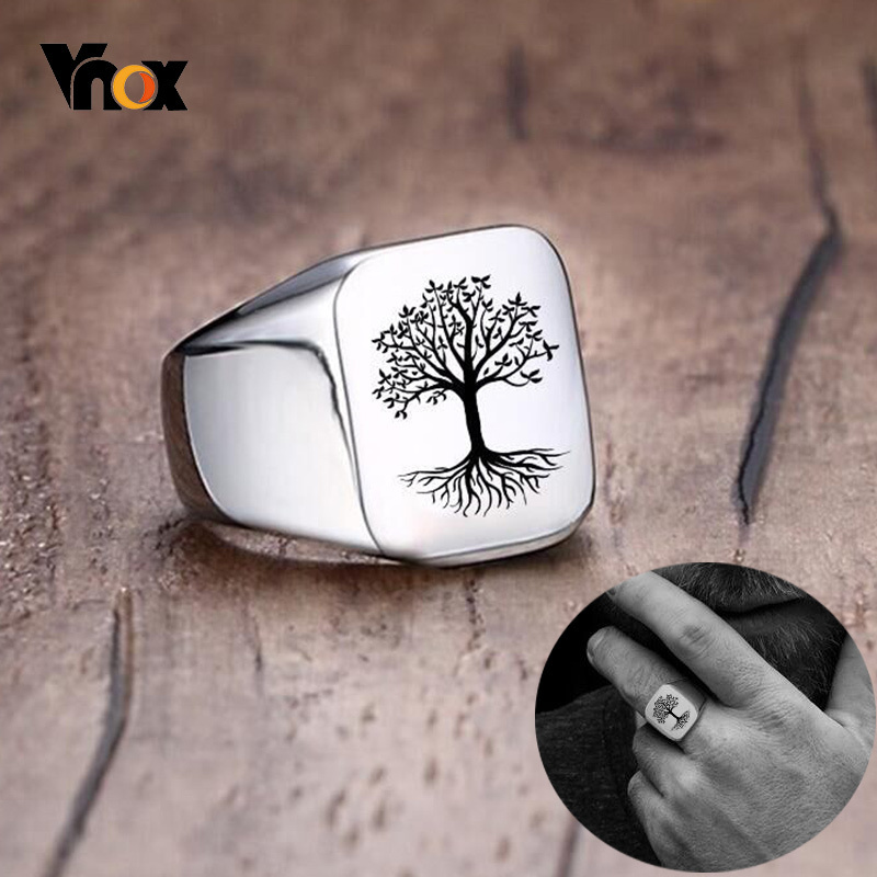 Mens Signet Ring - Vnox Rock Punk Albero della vita