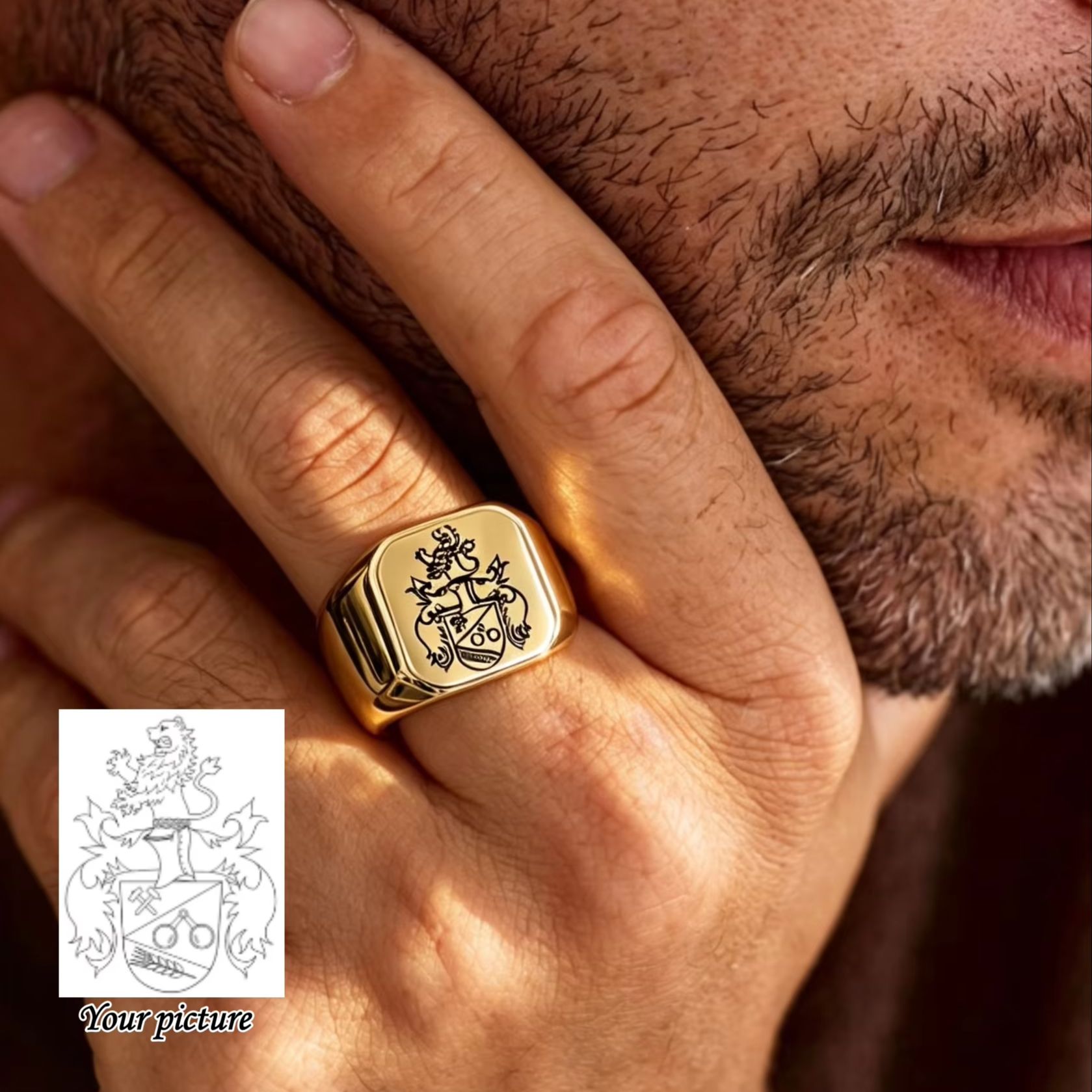 Anello con stemma di famiglia  - Mens Signet Ring recensione e prezzo
