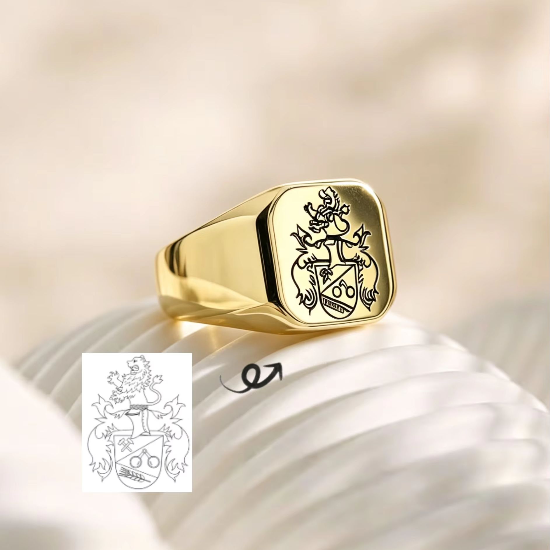 Anello con stemma di famiglia  - Mens Signet Ring recensione e prezzo