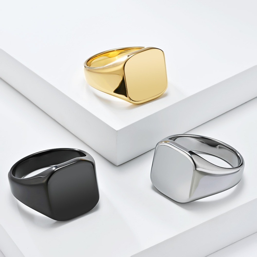 Somen Anello quadrato in carbu - Mens Signet Ring recensione e prezzo