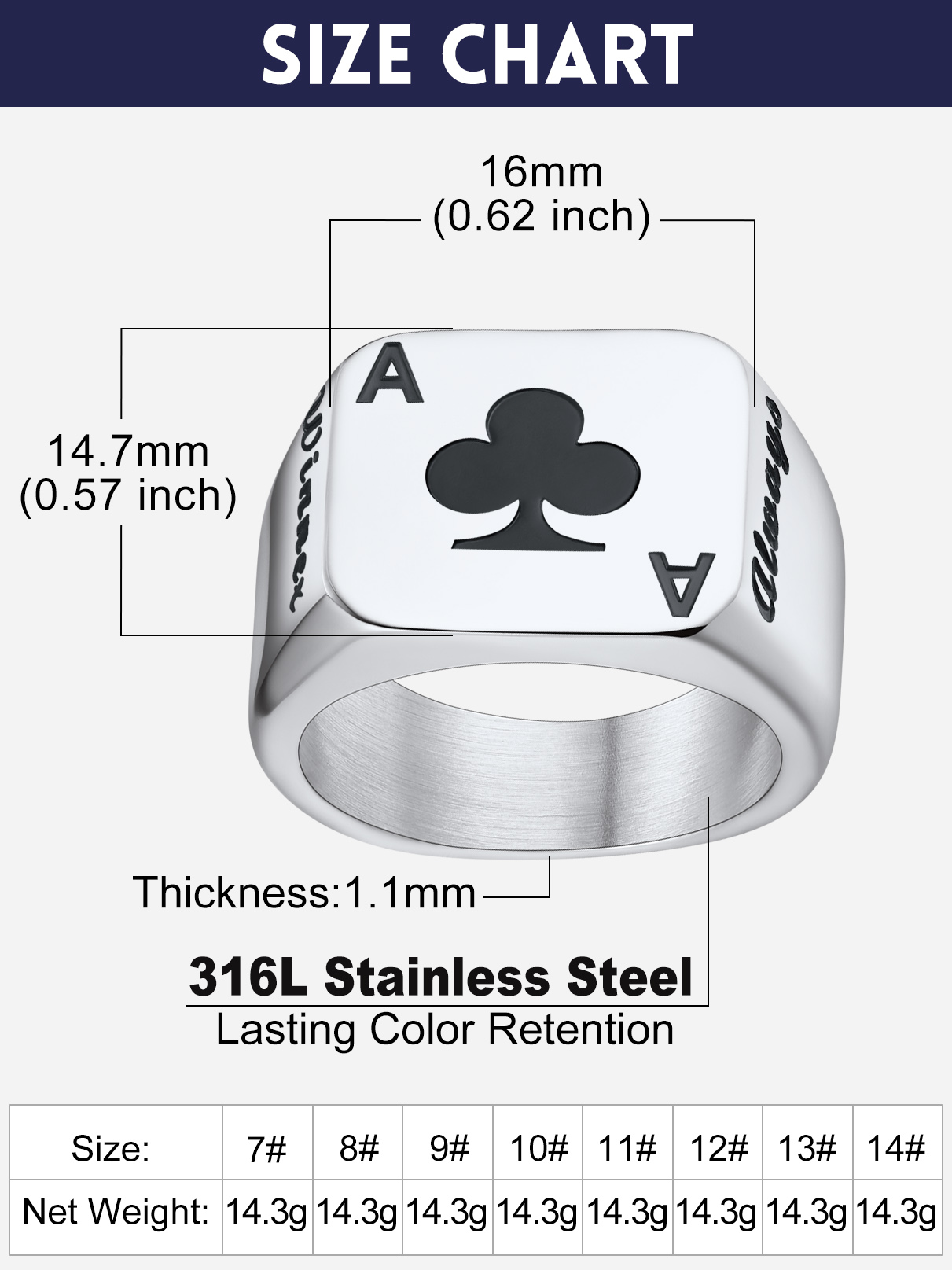 U7 Anelli di carte da poker in - Mens Signet Ring recensione e prezzo