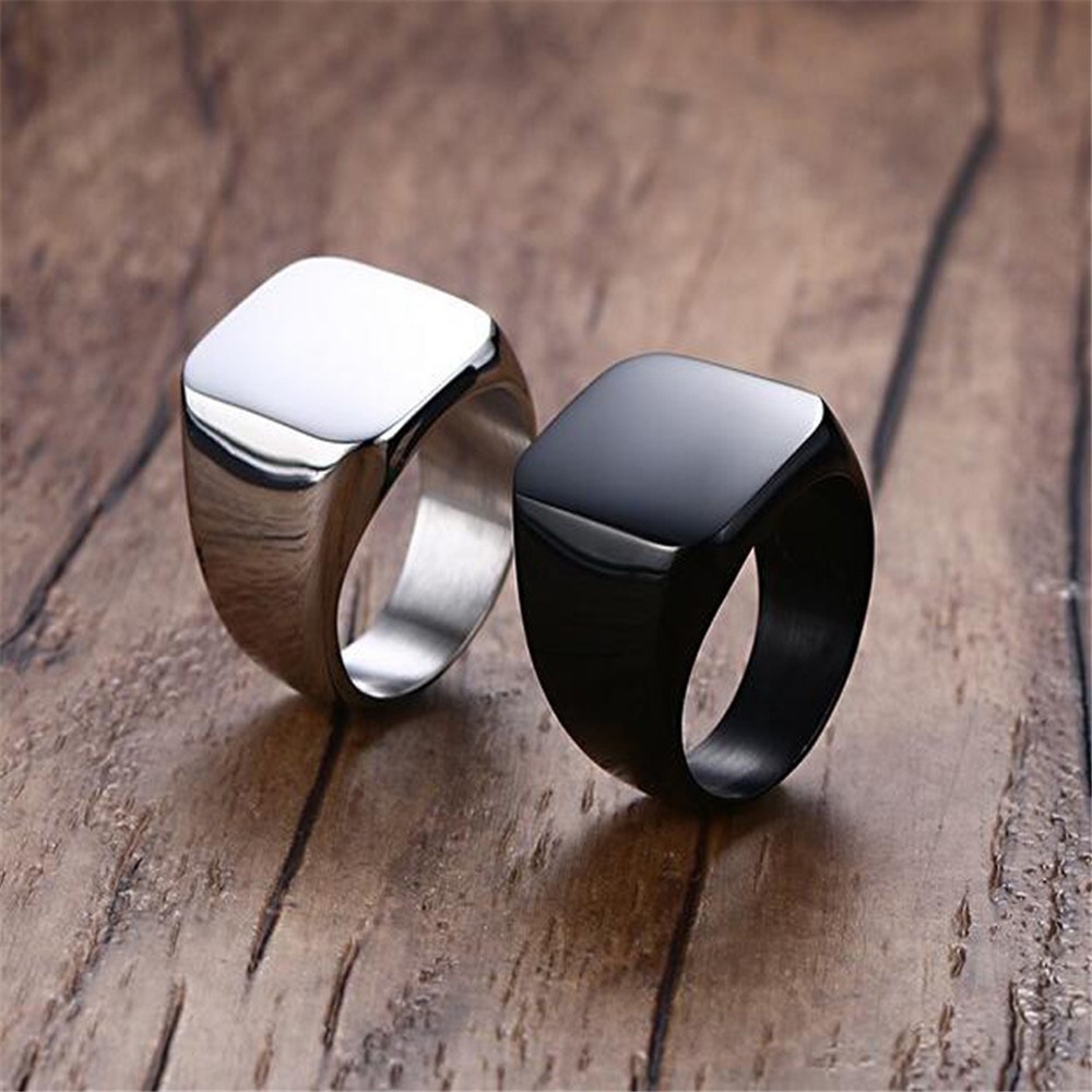 Moda uomo nero liscio anelli i - Mens Signet Ring recensione e prezzo