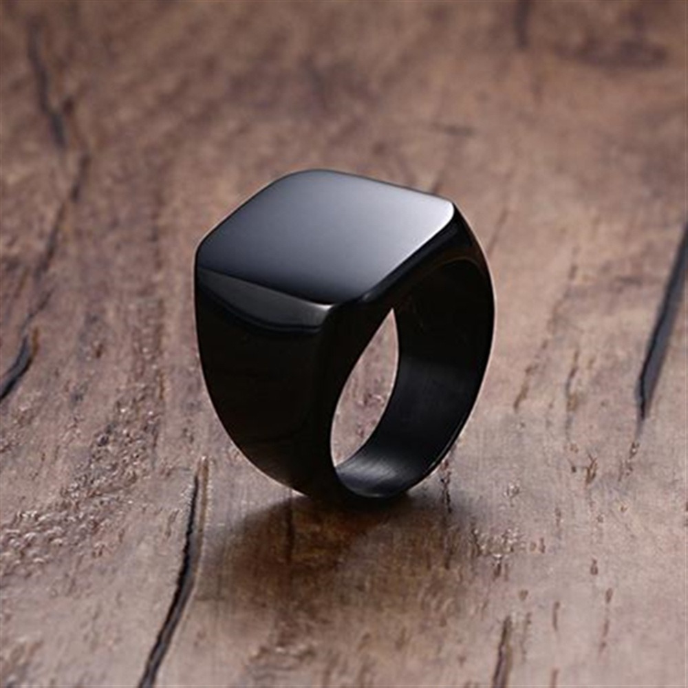 Moda uomo nero liscio anelli i - Mens Signet Ring recensione e prezzo