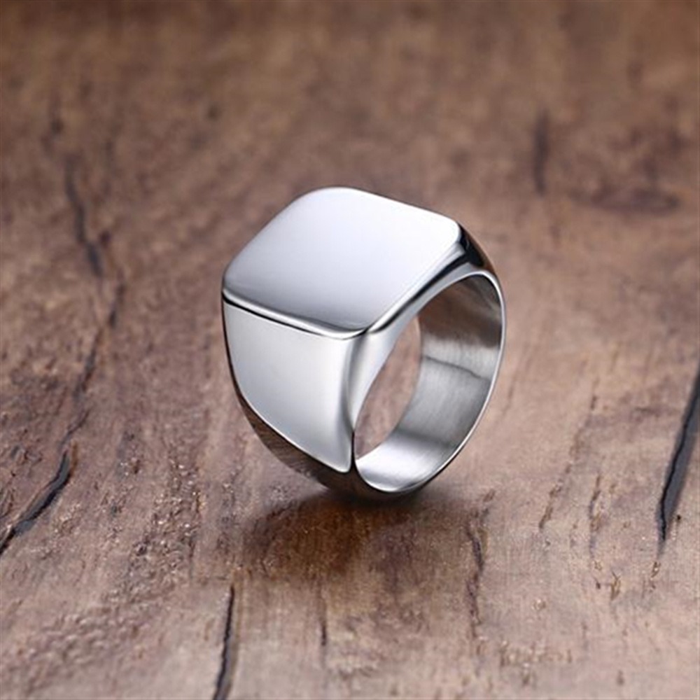 Moda uomo nero liscio anelli i - Mens Signet Ring recensione e prezzo